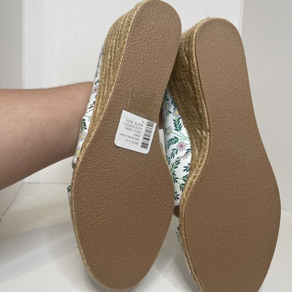 Jack Rogers - Criss-Cross Wedge Espadrilles - Palmer - White Daisy - 9 NWOB